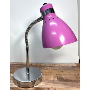 Purple Desk Lamp W/ Flexible Gooseneck & Chrome Base For Home Office